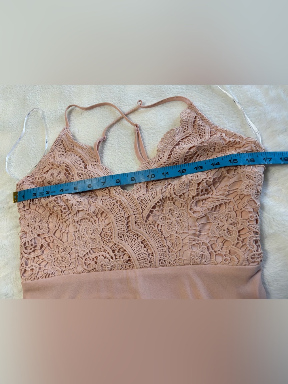 Lulus Madalyn Blush Lace Maxi Dress Zipper Back Adjustable Straps Medium EUC - Picture 13 of 16